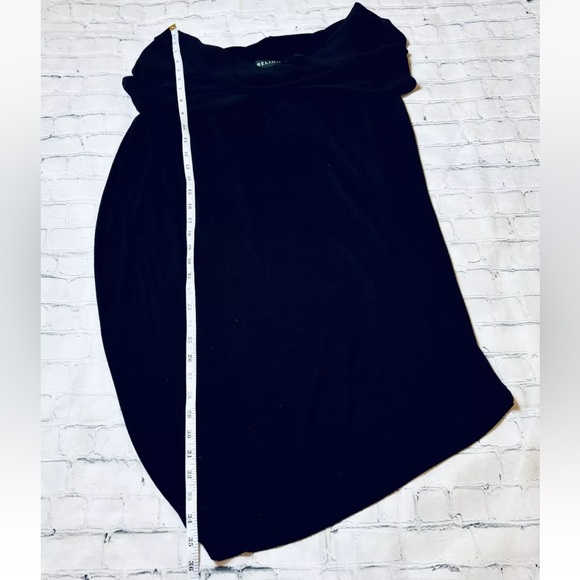 Religion Drape Neck Black Dress Size M UK 12 Rayon Silk Asymmetric Hem - Picture 9 of 10